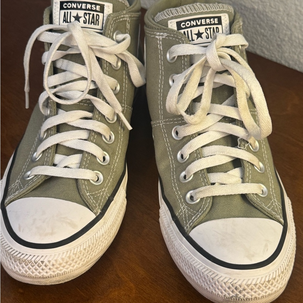 Converse High Top Sneakers Olive Green with White - Picture 3 of 7